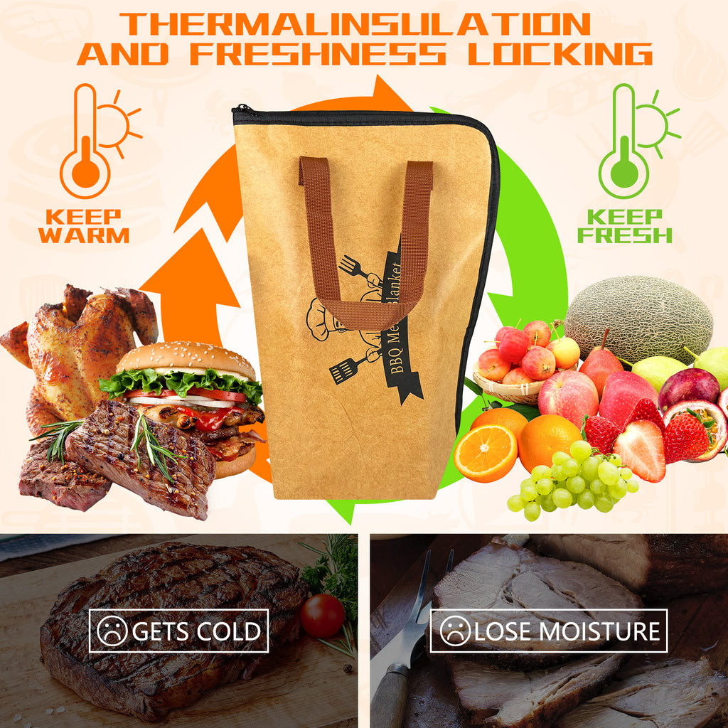 BBQ Blanket for Resting Meat – Insulated Smoker Grilling Bag for Juicy Flavorful Meats | Ideal for Brisket, Ribs, Pork & More | Durable, Easy to Clean & Portable（21in）